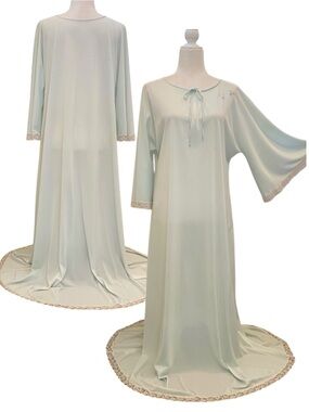 Claire Sandra Lucie Ann Vintage 70s Pastel Chemise Nightgown Maxi Slip Dress S🔥